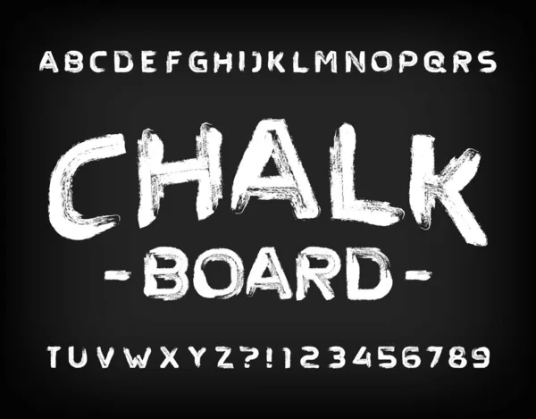 Chalk Board Fonte Alfabeto Mão Desenhada Sans Serif Letras Números —  Vetores de Stock