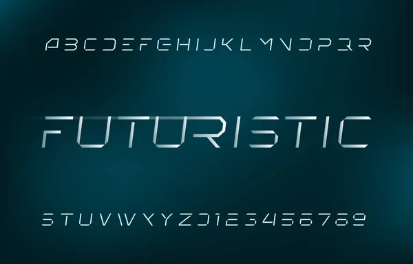Futuristic Alphabet Font Letras Línea Delgada Números Estilo Mínimo Ilustración — Vector de stock