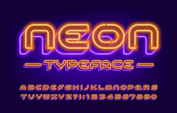 Neon Alphabet Font Effect Modern Neon Light Letters Numbers Stock — Stock Vector