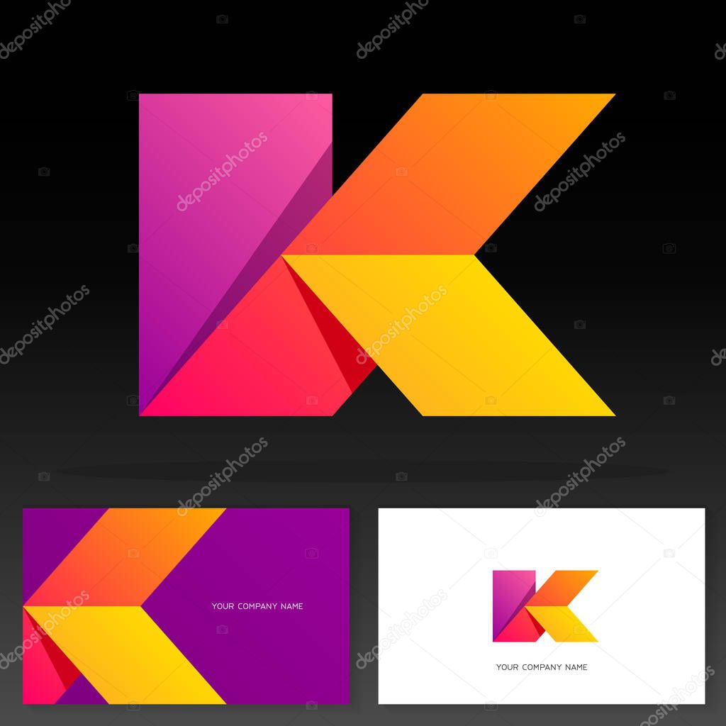 Letter K logotype design  Colorful vector emblem. Business card templates. Stock vector illustration.