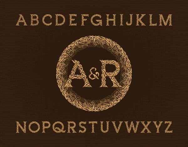 Vintage Sierbloemen Monogrammen Luxe Decoratieve Alfabet Lettertype Gouden Kleur Voorraad — Stockvector