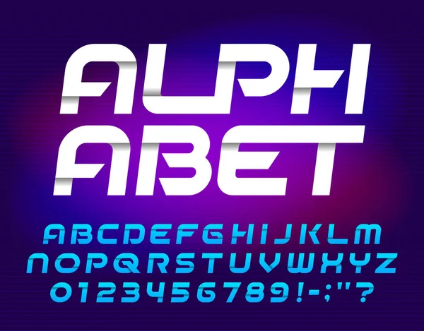 Abstracte Alfabet Lettertype Oblique Geometrische Letters Cijfers Gemakkelijke Kleurverandering Voorraad — Stockvector