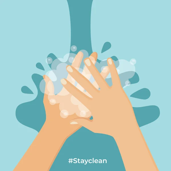 Händewaschen Mit Seife Prävention Von Infektionskrankheiten Gesundheit Und Sauberkeit — Stockvektor
