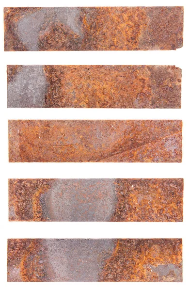 Rusty metal plate isolated on white background. Set — Stock Photo, Image