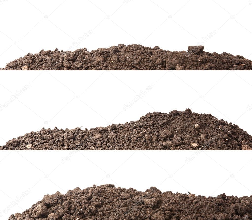 the soil for planting isolated on white background. Set