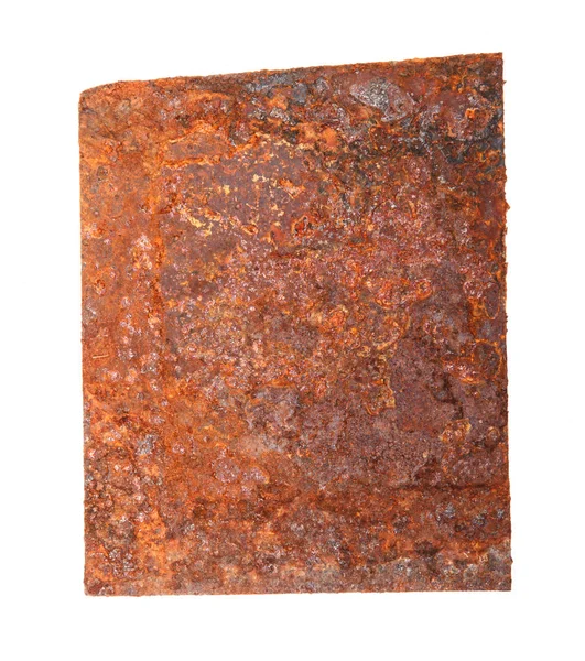 Un pedazo de metal oxidado aislado sobre un fondo blanco —  Fotos de Stock
