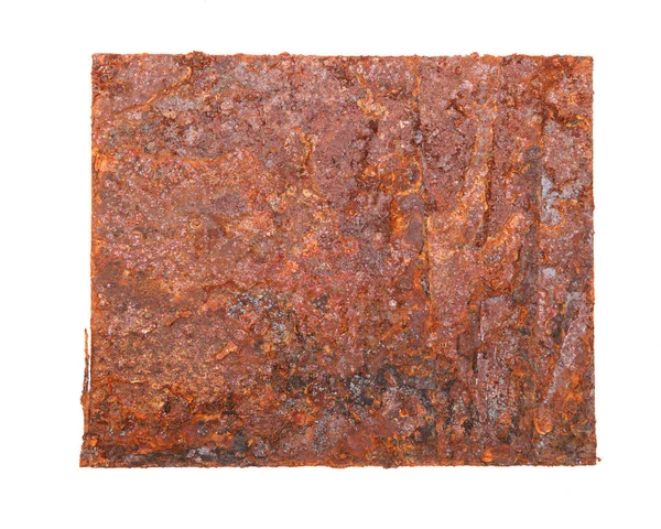 Ein Stück rostiges Metall isoliert auf weißem Hintergrund — Stockfoto