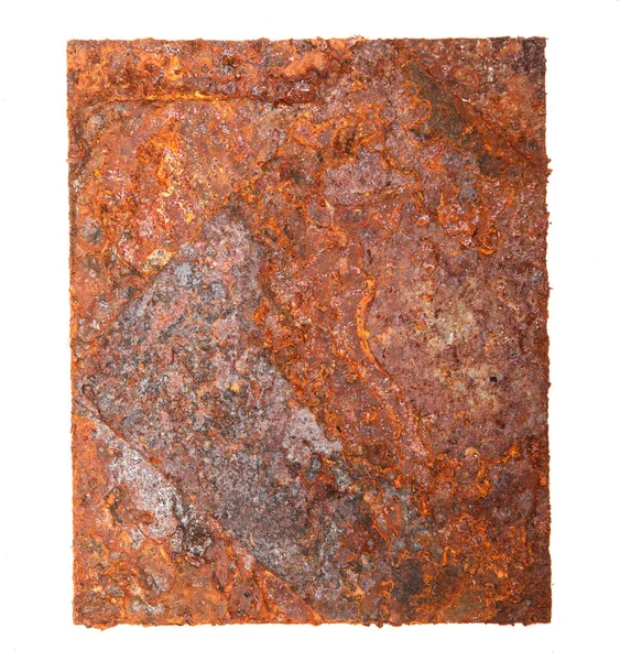 A piece of rusty metal isolated on a white background — Stock Photo, Image