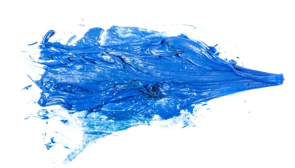 Pintura a óleo azul sobre fundo branco — Fotografia de Stock