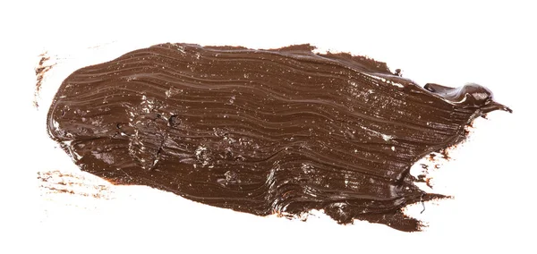 Tinta óleo marrom mancha no fundo branco — Fotografia de Stock