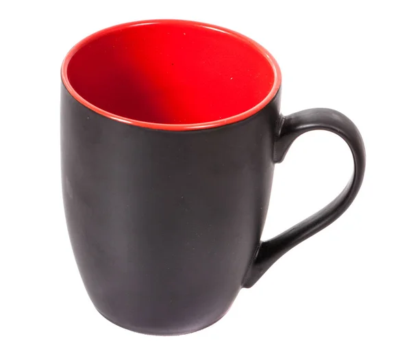 Taza de cerámica negra aislada sobre fondo blanco — Foto de Stock