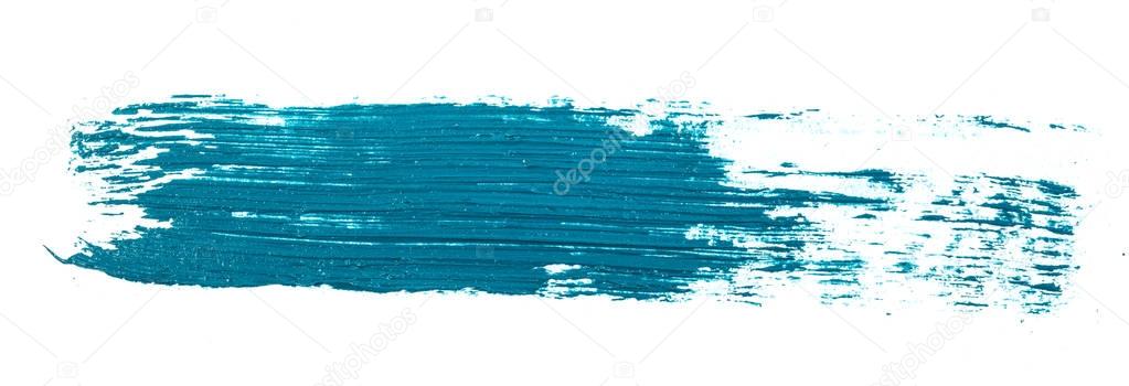 Turquoise dye smear isolated on white background