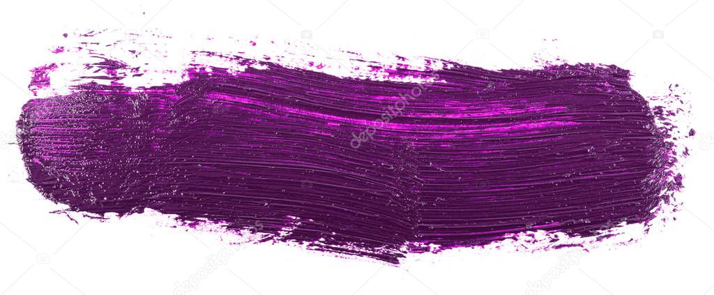 Smear of violet paint isolated on white background