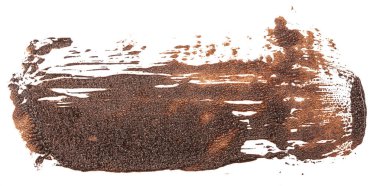 Beyaz arka plan üzerinde kahverengi yağlı boya leke