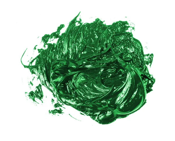 흰색 바탕에 녹색 오일 페인트 얼룩 — 스톡 사진