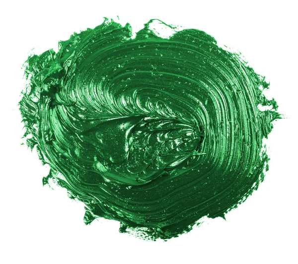 Tinta de óleo verde mancha no fundo branco — Fotografia de Stock