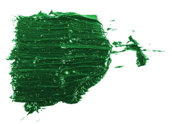 Tinta de óleo verde mancha no fundo branco — Fotografia de Stock
