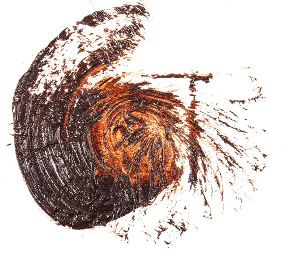 Stain of oil brown paint on white background — Stock Photo, Image