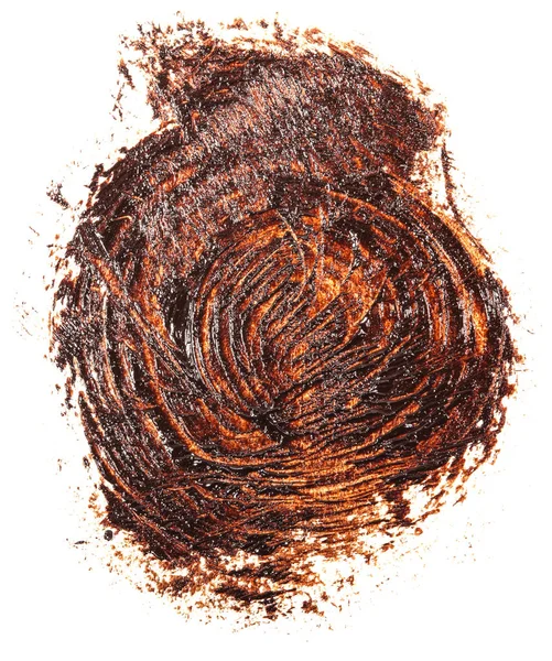 Mancha de tinta marrom óleo no fundo branco — Fotografia de Stock