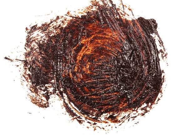 Stain of oil brown paint on white background — Stock Photo, Image