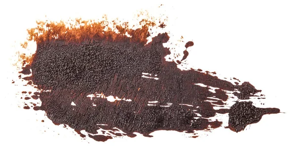 Mancha de pintura marrón al óleo sobre fondo blanco — Foto de Stock