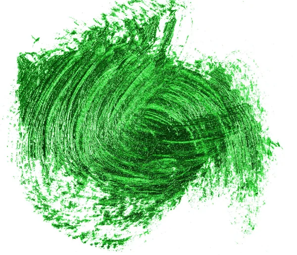 Mancha de tinta verde óleo no fundo branco — Fotografia de Stock