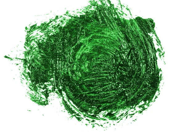 Plamy z farby olejnej zielony na białym tle — Zdjęcie stockowe