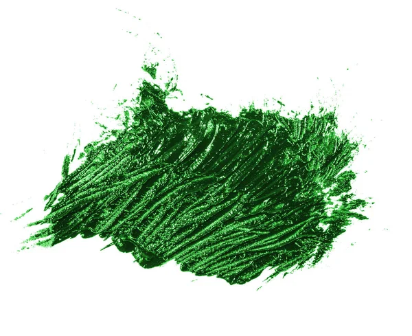 Plamy z farby olejnej zielony na białym tle — Zdjęcie stockowe