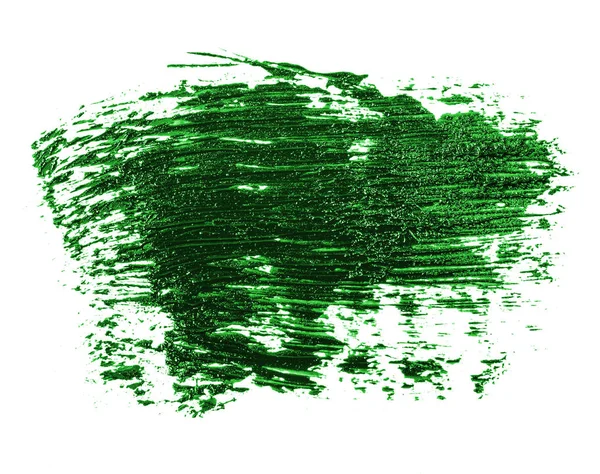 Mancha de pintura verde al óleo sobre fondo blanco — Foto de Stock