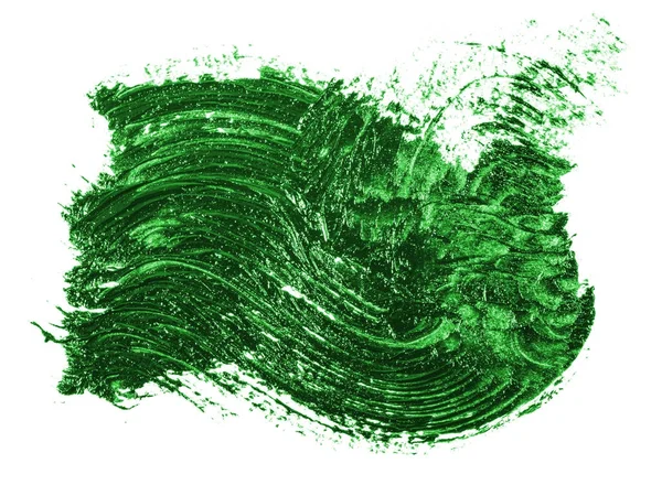 흰색 바탕에 녹색 오일 페인트의 얼룩 — 스톡 사진