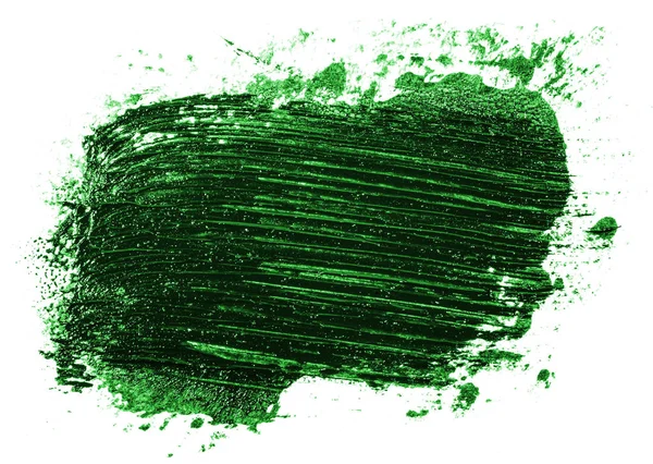 白色背景上绿色油漆的污点 — 图库照片