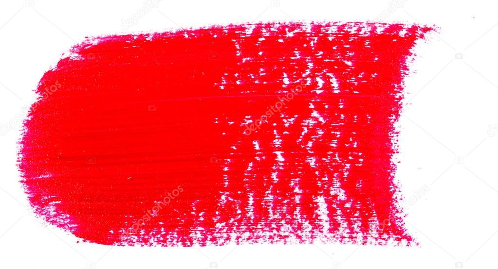 Stain of oil red paint on white background