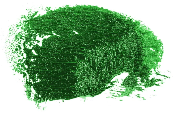 Vlek van groene olieverf op witte achtergrond — Stockfoto