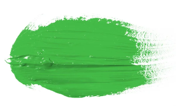 白い背景の上の緑オイル塗料の汚れ — ストック写真