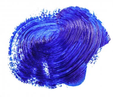 Beyaz zemin üzerine mavi yağlı boya lekesi