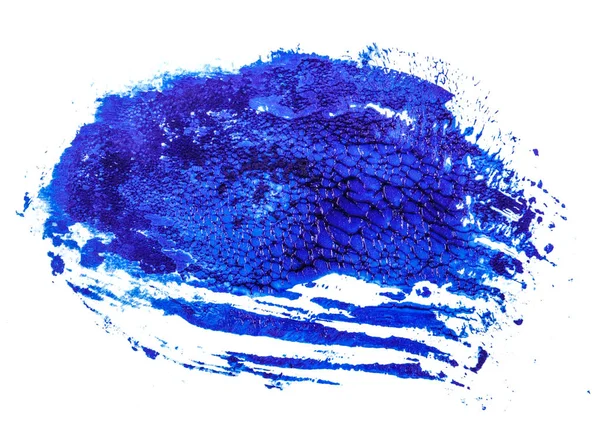 Mancha de pintura al óleo azul sobre fondo blanco —  Fotos de Stock