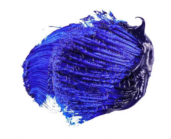 Mancha de tinta azul óleo sobre fundo branco — Fotografia de Stock