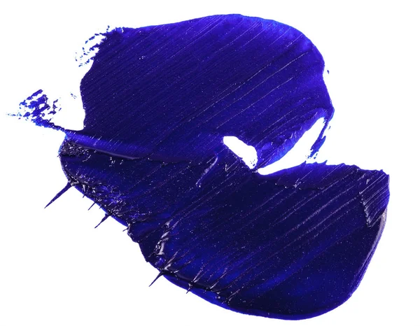 Stain of blue oil paint on white background — Stock Photo, Image