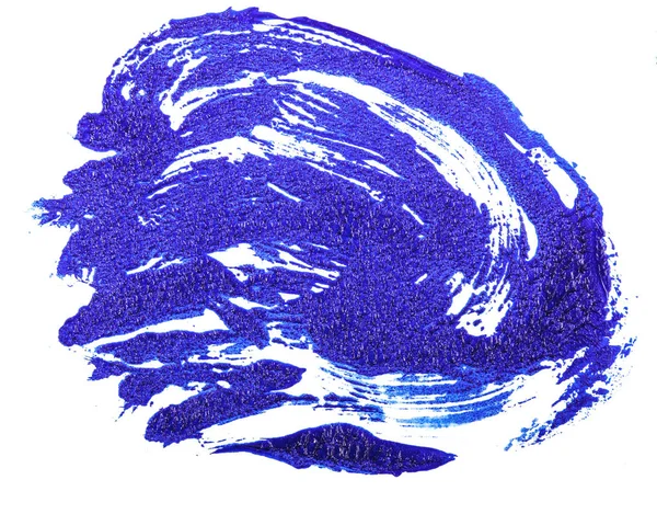 Mancha de pintura al óleo azul sobre fondo blanco — Foto de Stock