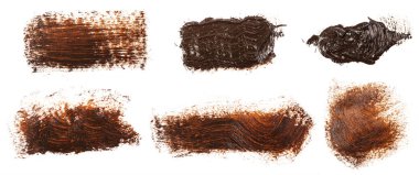 Beyaz arka plan üzerinde kahverengi yağlı boya leke. Ayarla