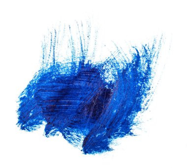 beyaz zemin üzerine mavi yağlı boya smear