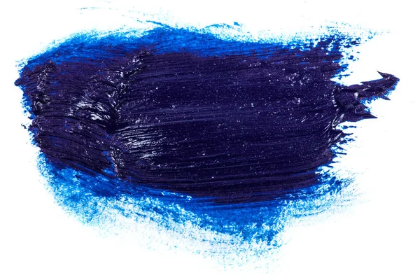 smear of blue oil paint on white background
