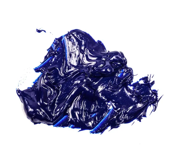 Smear Blue Oil Paint White Background — Stock Photo, Image