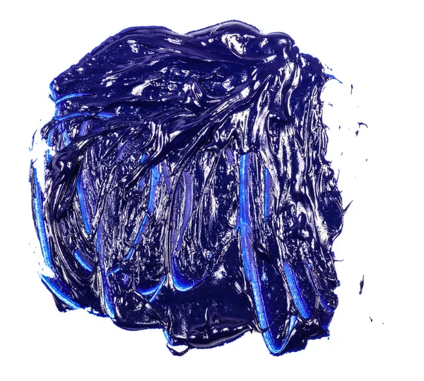 Stěr Modré Olejové Barvy Bílém Pozadí — Stock fotografie