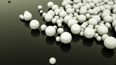 Siyah zemin üzerinde beyaz üç boyutlu küreler. 3d hazırlayıcı