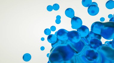 Beyaz bir ba üzerinde mavi şeffaf soyut üç boyutlu figür