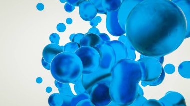 Beyaz bir ba üzerinde mavi şeffaf soyut üç boyutlu figür