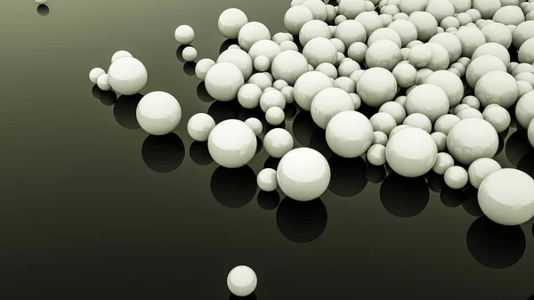 white three-dimensional spheres on a black background. 3d render