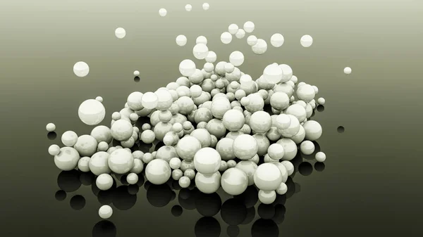 Białe trójwymiarowe kule na czarnym tle. 3d renderowanie — Zdjęcie stockowe