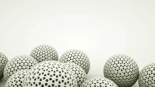 Witte driedimensionale opengewerkte bollen achtergrond. 3d renderine — Stockfoto